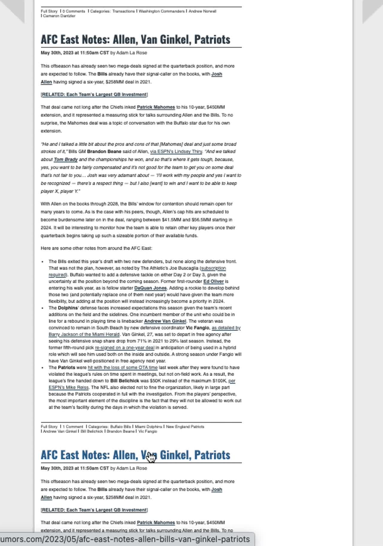 Clicking "Load More Posts" loads the same post again